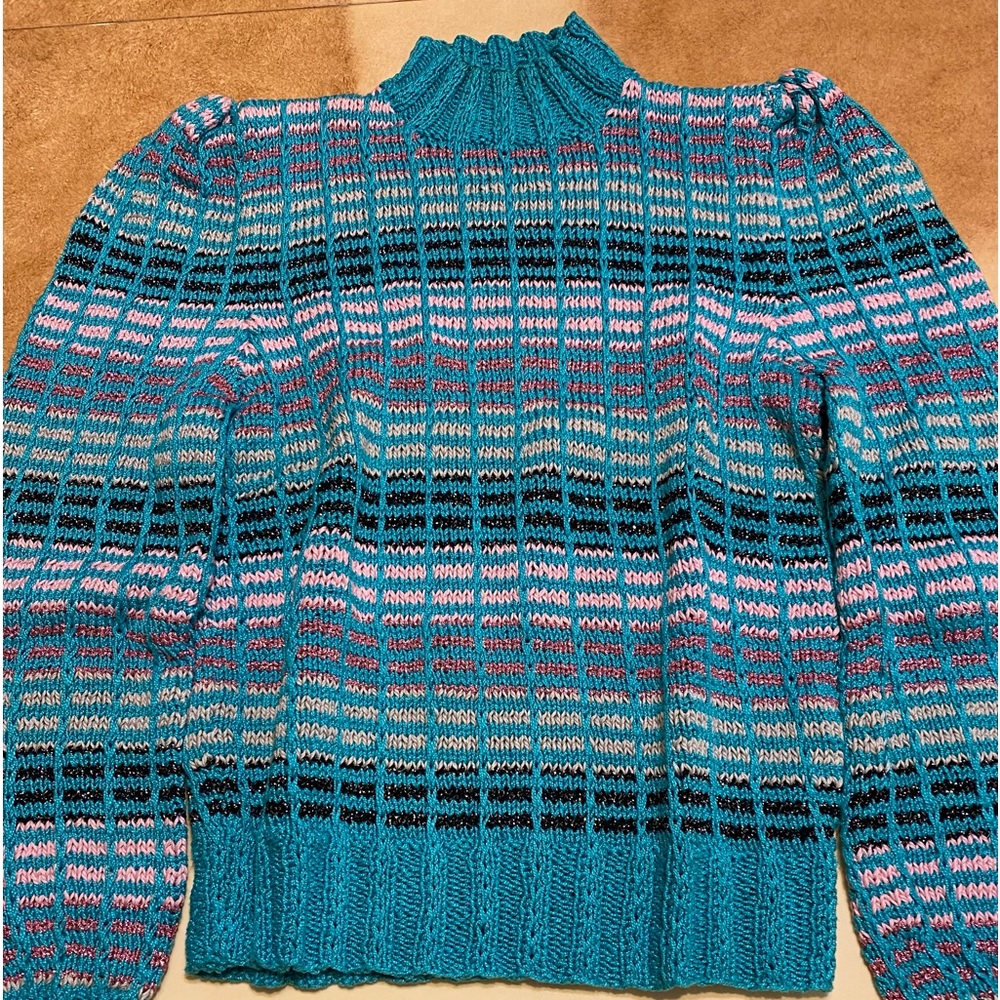 Handmade knit turtleneck multicolor sweater